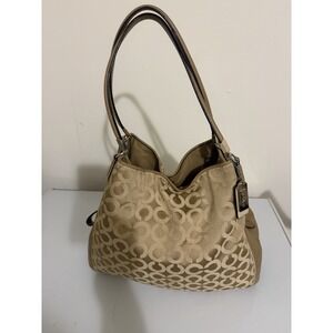 Coach Madison Phoebe Signature Tan/Gold Jacquard Hobo Shoulder Bag 26448